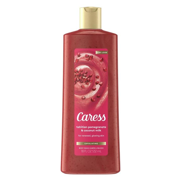 Caress Tahitian Renewal Pomegranate Seeds & Coconut Milk Scent Exfoliating Body Wash Soap