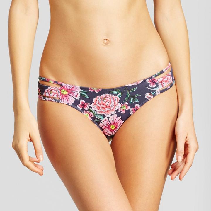 Women's Sun Coast Strappy Cheeky Bikini Bottom - Shade & Shore Purple Steel Floral