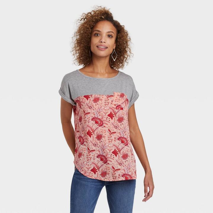 Women's Short Sleeve Pocket T-shirt - Knox Rose Pink Floral