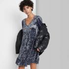 Women's Floral Print Long Sleeve Velvet Drop Hem Dress - Wild Fable Purple