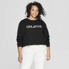 Women's Plus Size Long Sleeve Creator Cropped Graphic T-shirt - Freeze (juniors') - Black