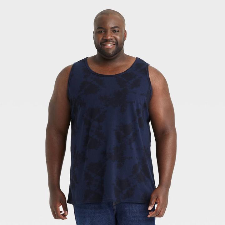 Men's Big & Tall Tie-dye Relaxed Fit Scoop Neck Tank Top - Goodfellow & Co Blue