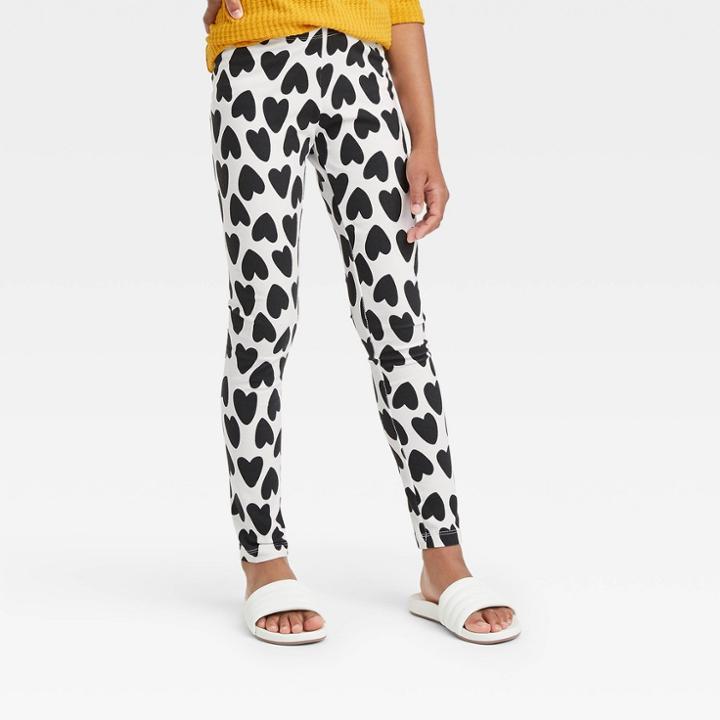 Girls' Heart Leggings - Cat & Jack Cream