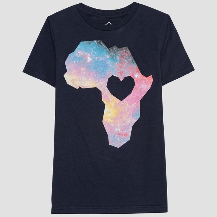 Well Worn Kids' Short Sleeve Africa Heart T-shirt - Navy L, Kids Unisex, Blue