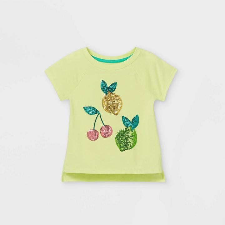 Toddler Girls' Sequin Fruit Short Sleeve T-shirt - Cat & Jack Yellow