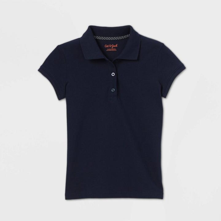 Petitegirls' Short Sleeve Stain Release Uniform Polo Shirt - Cat & Jack Navy