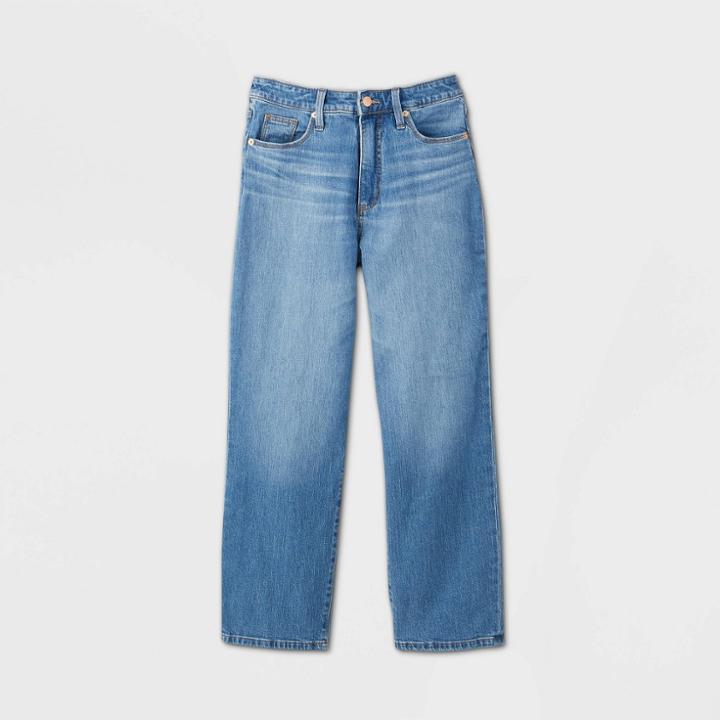 Women's High-rise Cropped Straight Jeans - Universal Thread Medium Wash 00, Women's, Blue