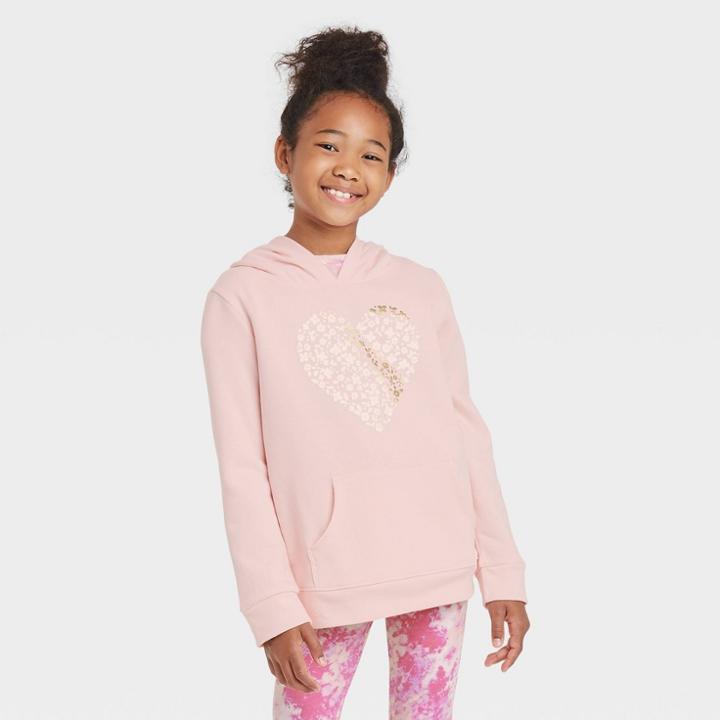 Girls' Printed Pullover Hoodie - Cat & Jack Powder Pink