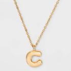 Puffy Initial Charm 'c' Pendant Necklace - Wild Fable Gold