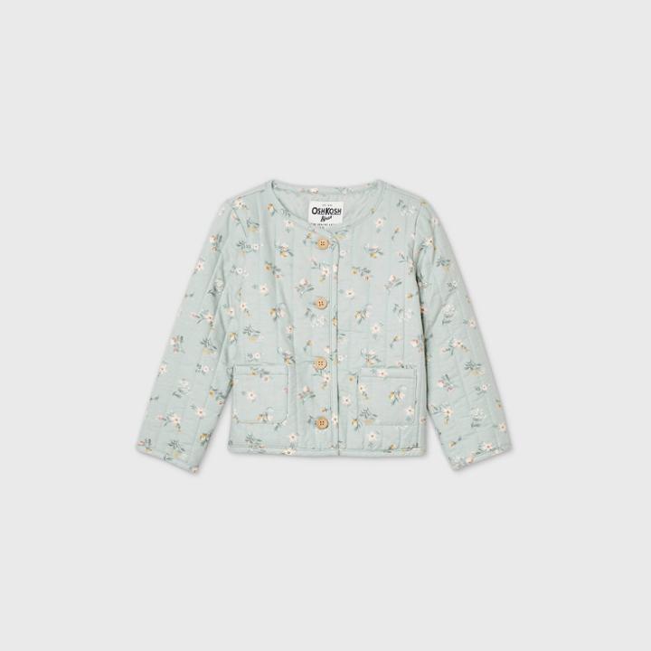 Oshkosh B'gosh Toddler Girls' Floral Quilted Jacket - Green