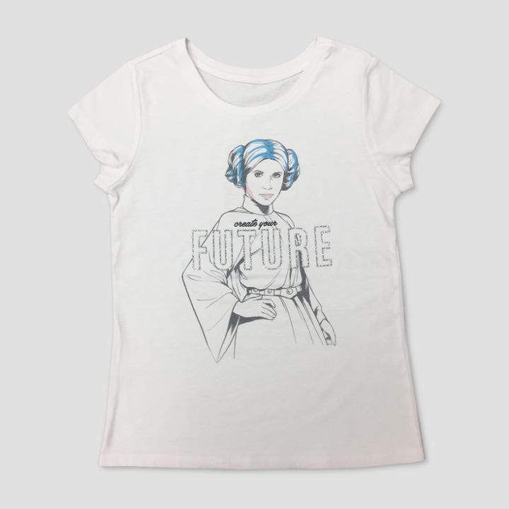 Lucas Girls' Star Wars Princess Leia Short Sleeve T-shirt - White