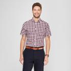 Men's Plaid Slim Fit Short Sleeve Soft Wash Button-down Shirt - Goodfellow & Co Brigadier Navy