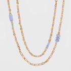 Semi-precious Lace Agate Layered Chain Necklace - Universal Thread Blue