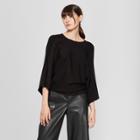 Women's 3/4 Dolman Sleeve Boat Neck Pullover Sweater - Prologue Black