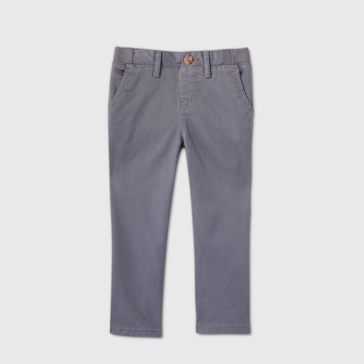Toddler Boys' Stretch Uniform Straight Fit Pants With Rib Waistband - Cat & Jack Gray