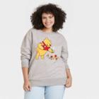 Women's Disney Plus Size Winnie The Pooh Embroidered Flowers Graphic Sweatshirt - Gray