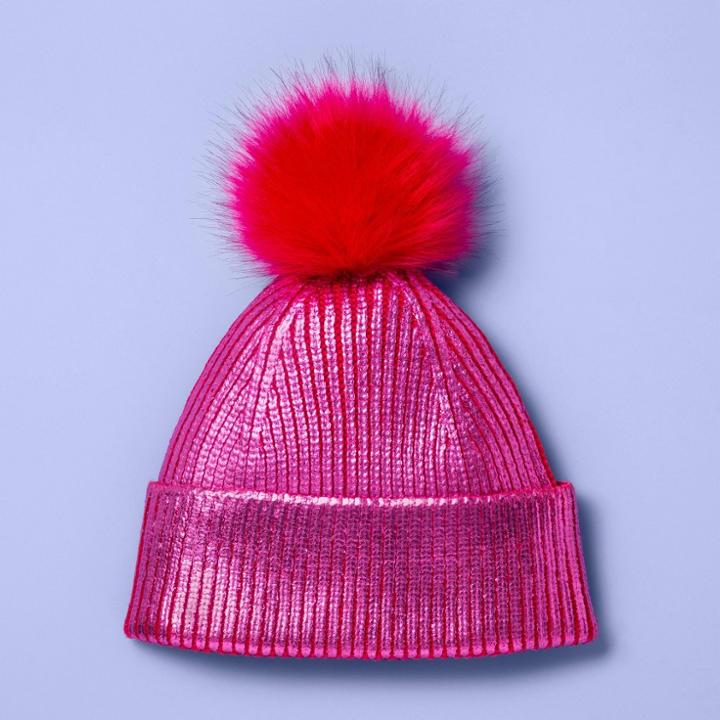 Girls' Beanie Hat With Pom - More Than Magic Pink, Girl's