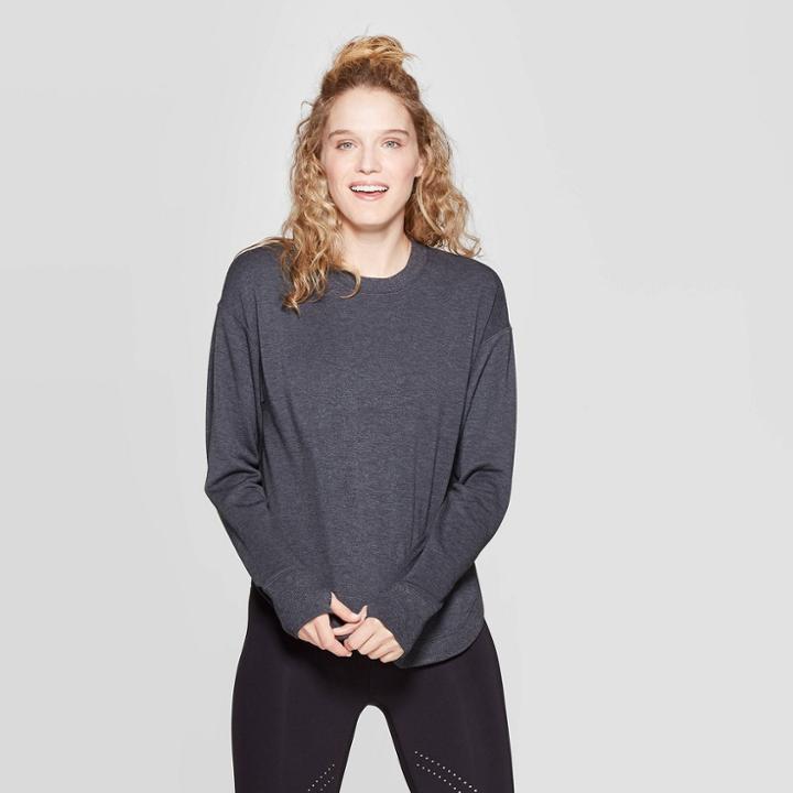 Women's Cozy Curved Hem Sweatshirt - Joylab Charcoal Heather