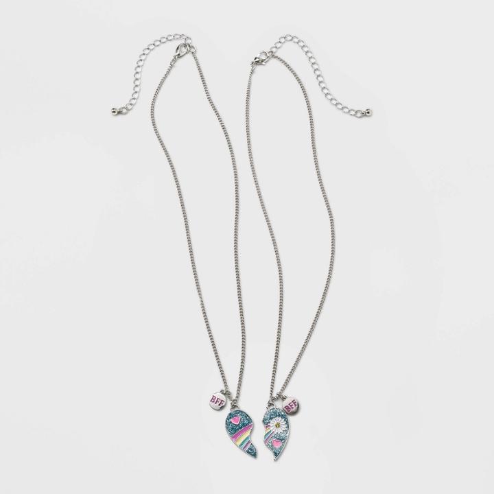 Girls' 2pk Broken Heart Bff Necklace Set - Cat & Jack Blue