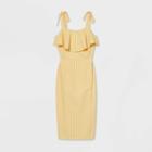Women's Striped Sleeveless Seersucker Ruffle Dress - A New Day Yellow