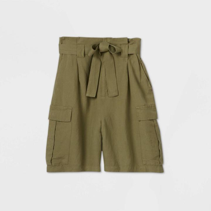 Women's High-rise Utility Bermuda Shorts - A New Day Olive Green Xs, Women's, Green Green