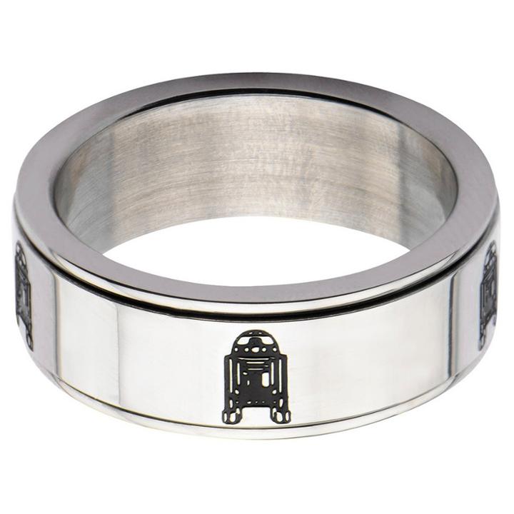 Men's Star Wars R2-d2 Stainless Steel Spinner Ring (10),