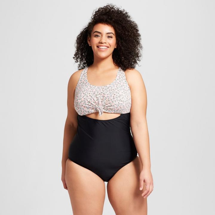 Costa Del Sol Women's Plus Size Knot Front One Piece - Pink X