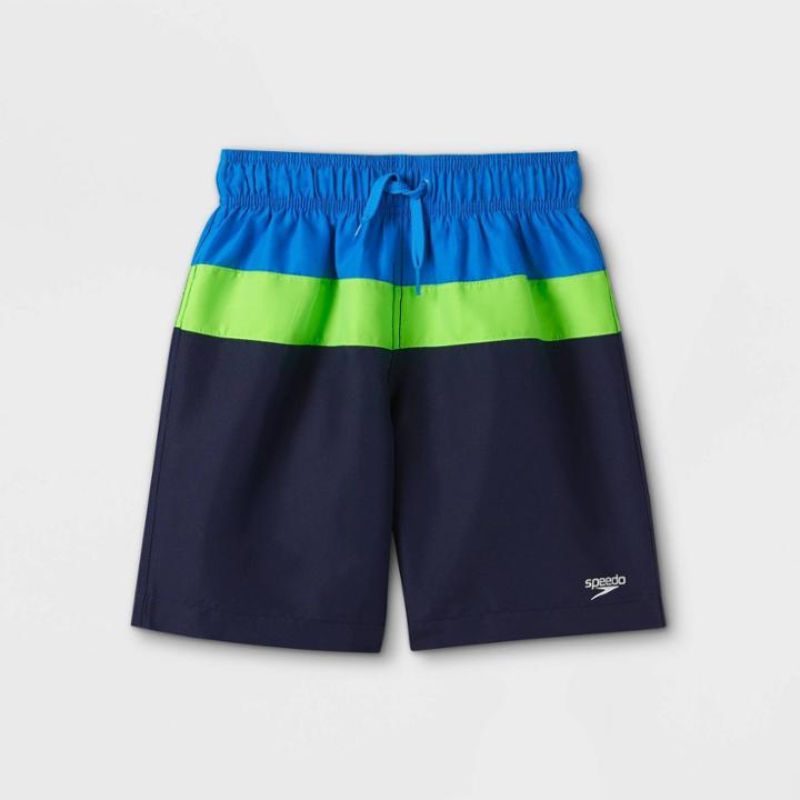 Speedo Boys' Electric Colorblock Swim Trunks - Blue/green