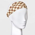 Checkerboard Print Corduroy Soft Headwrap - Universal Thread Beige/ivory
