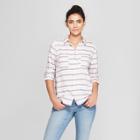 Women's Striped Long Sleeve Button-down Shirt - Universal Thread Purple