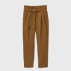 Women's Tie Waist Paperbag Pants - A New Day Olive