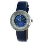 Peugeot Watches Peugeot Women's Round Silver Slim Thin Genuine Diamond Floating Cz Band Watch - Blue