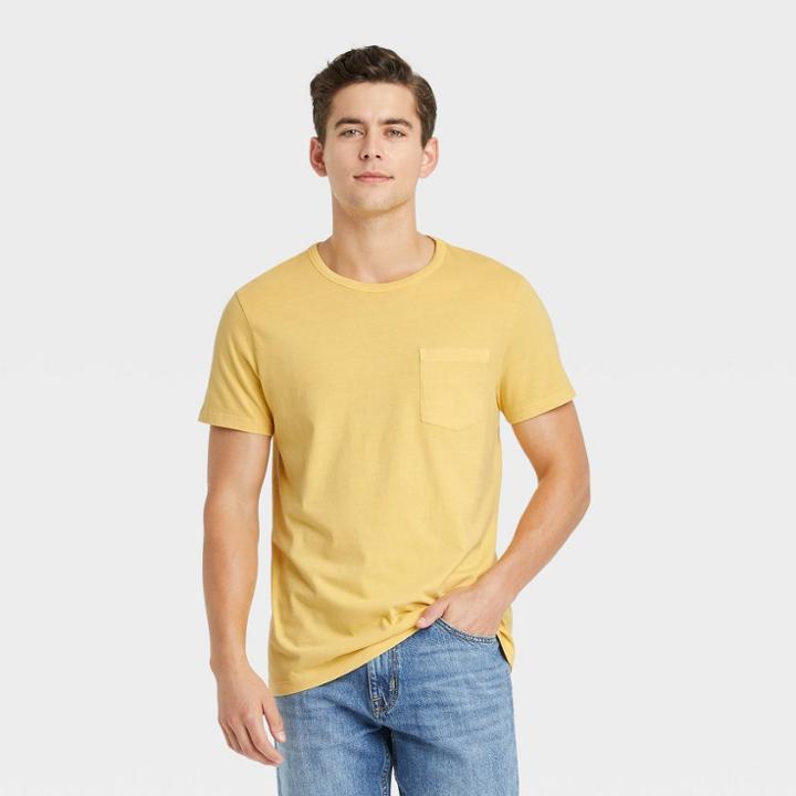 Men's Standard Fit Short Sleeve Crewneck T-shirt - Goodfellow & Co Yellow