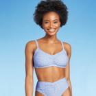 Juniors' Cinch-front Bralette Bikini Top - Xhilaration Light Blue Dot Print D/dd Cup