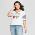 Target Women's Plus Size Striped Short Sleeve The Bachelor Rose T-shirt - (juniors') White/gray