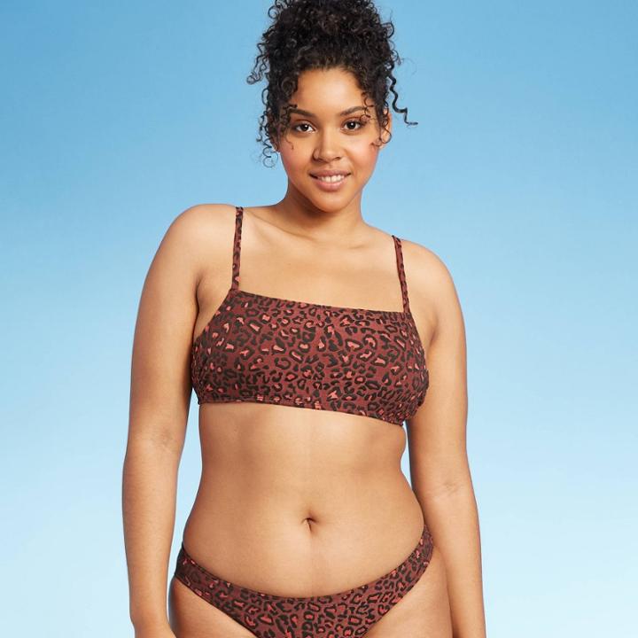 Women's Textured Bralette Bikini Top - Xhilaration Animal Print L, Women's, Size: