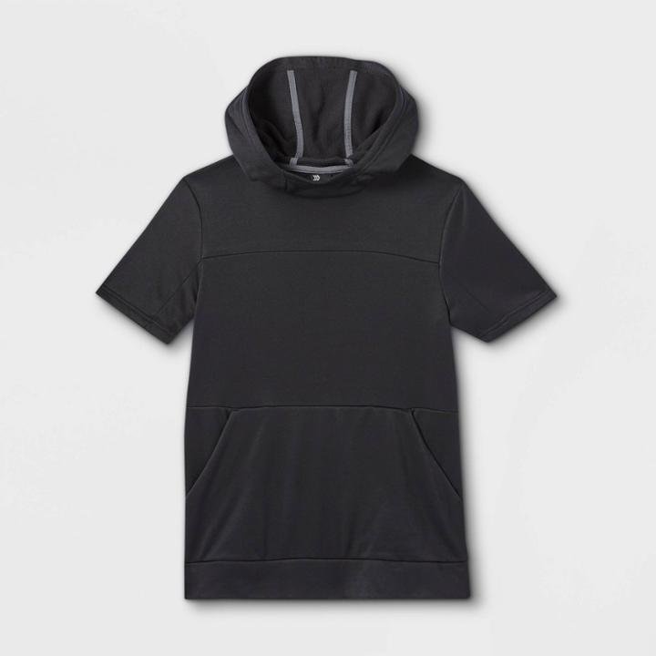 Boys' Short Sleeve Tech Fleece Hoodie - All In Motion Black