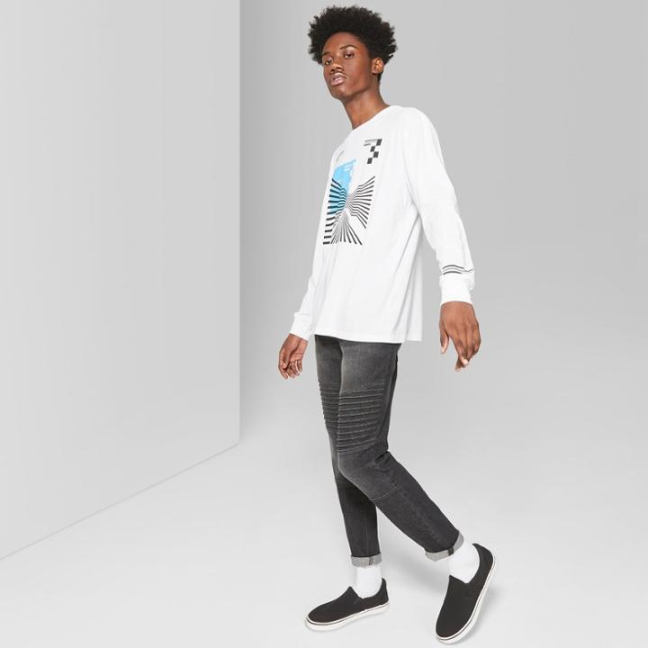 Men's Long Sleeve Boxy Graphic T-shirt - Original Use White