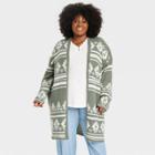 Women's Plus Size Open-front Cardigan - Knox Rose Green