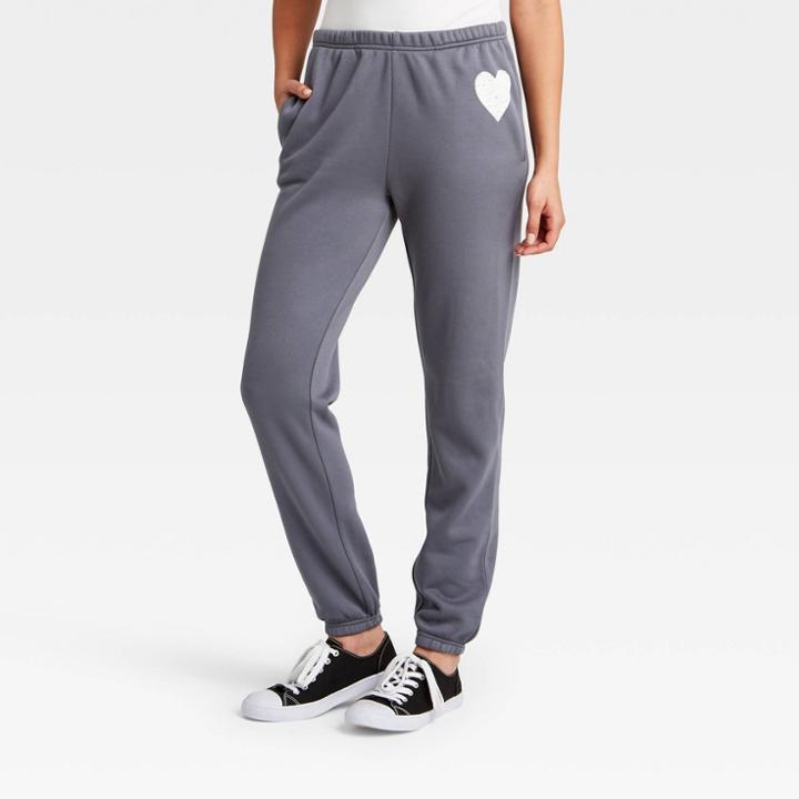 Grayson Threads Women's Heart Jogger Pants - Dark Gray