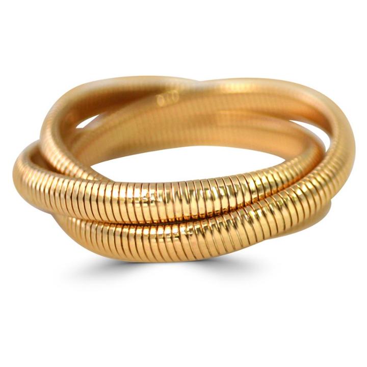 Zirconmania Zirconite 3 Interlocked High Polished Omega Style Bangle - Gold, Girl's