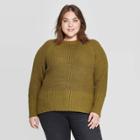 Women's Plus Size Long Sleeve Crewneck Pullover Sweater - Universal Thread Moss 1x, Size: