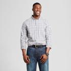 Men's Big & Tall Standard Fit Northrop Poplin Button-down Shirt - Goodfellow & Co Gray/white Plaid