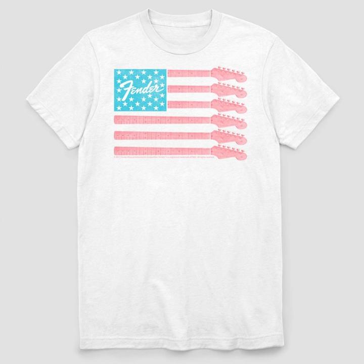 Men's Fender Guitar Flag Short Sleeve Graphic T-shirt - White