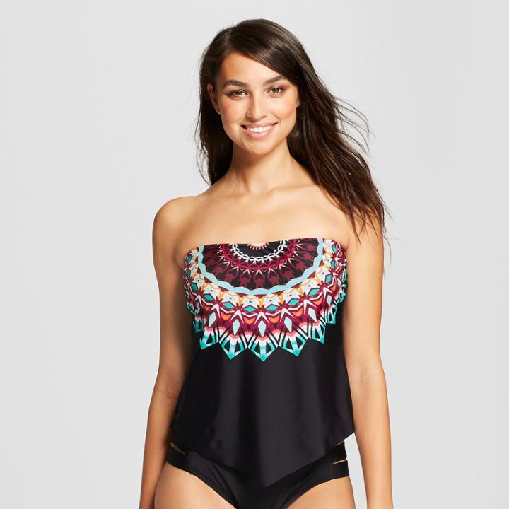 Women's Bandeau Tankini Top - Mossimo Black Print