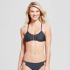 Women's Sport Elastic Strappy Bralette Bikini Top - Xhilaration Charcoal