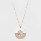 Semi-precious Orbital Dalmatian Jasper Disc Pendant Necklace -universal Thread White, Women's