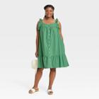Women's Plus Size Flutter Sleeveless Short Dress - Universal Thread Green