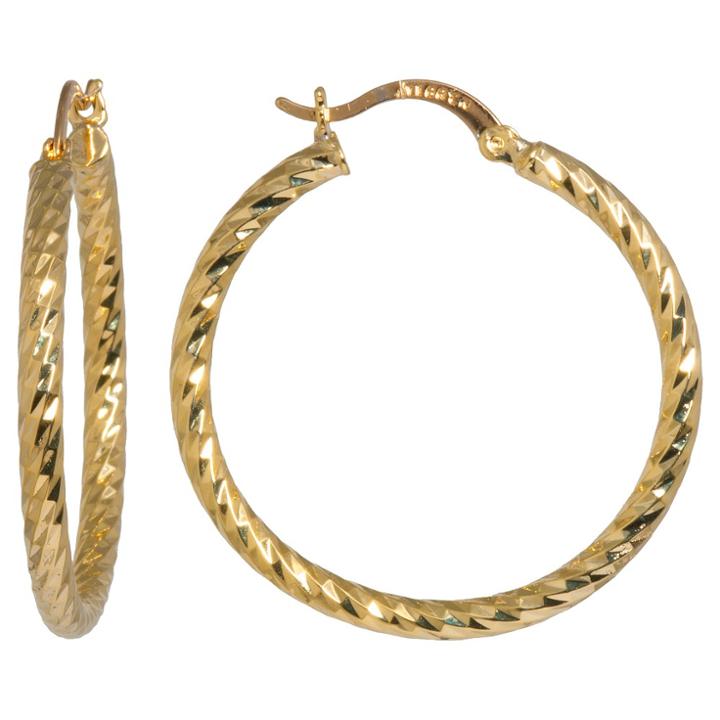 Target Gold Plated Brass Diamond Cut Hoop (40mm), Women's, Bright Gold