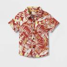 Toddler Boys' Leaf Challis Short Sleeve Button-down Shirt - Cat & Jack Brown